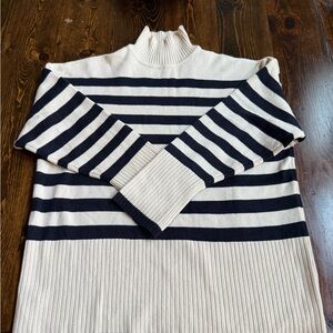 Zara Striped Navy and Cream Sweater